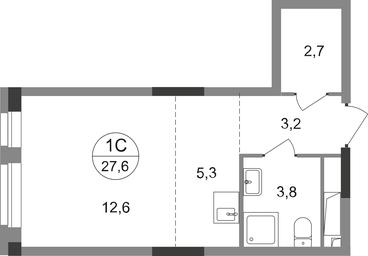 Apartment Sale, 27.6 sq. m. at Pervyi Moskovskiy, ulitsa Bianki, 1, Moskovskiy, Moscow, Russia #2