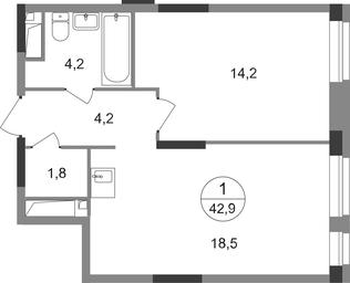 Apartment Sale, 42.9 sq. m. at Pervyi Moskovskiy, ulitsa Bianki, 1, Moskovskiy, Moscow, Russia #2 Apartment Sale, 42.9 sq. m. at Pervyi Moskovskiy, ulitsa Bianki, 1, Moskovskiy, Moscow, Russia #2