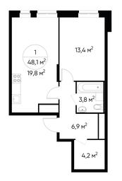 Apartment Sale, 48.1 sq. m. at Pervyi Moskovskiy, ulitsa Bianki, 1, Moskovskiy, Moscow, Russia #2 Apartment Sale, 48.1 sq. m. at Pervyi Moskovskiy, ulitsa Bianki, 1, Moskovskiy, Moscow, Russia #2