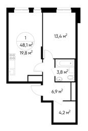 Apartment Sale, 48.1 sq. m. at Pervyi Moskovskiy, ulitsa Bianki, 1, Moskovskiy, Moscow, Russia #4