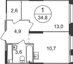 Apartment Sale, 34.8 sq. m. at Pervyi Moskovskiy, ulitsa Bianki, 1, Moskovskiy, Moscow, Russia #2