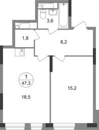 Apartment Sale, 47.3 sq. m. at Pervyi Moskovskiy, ulitsa Bianki, 1, Moskovskiy, Moscow, Russia #2