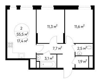 2-BD Apartment Sale, 55.5平方米 at Pervyi Moskovskiy, ulitsa Bianki, 1, Moskovskiy, Moscow, Russia #2 2-BD Apartment Sale, 55.5平方米 at Pervyi Moskovskiy, ulitsa Bianki, 1, Moskovskiy, Moscow, Russia #2