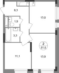 Продажа 2-комн. квартиры, 51,5 м² в ЖК «Первый Московский», улица Бианки, 1, Московский, Москва, Россия #2 Продажа 2-комн. квартиры, 51,5 м² в ЖК «Первый Московский», улица Бианки, 1, Московский, Москва, Россия #2