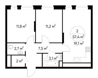 2-BD Apartment Sale, 57.4 sq. m. at Pervyi Moskovskiy, ulitsa Bianki, 1, Moskovskiy, Moscow, Russia #4
