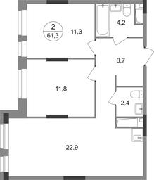 2-BD Apartment Sale, 61.3平方米 at Pervyi Moskovskiy, ulitsa Bianki, 1, Moskovskiy, Moscow, Russia #2 2-BD Apartment Sale, 61.3平方米 at Pervyi Moskovskiy, ulitsa Bianki, 1, Moskovskiy, Moscow, Russia #2