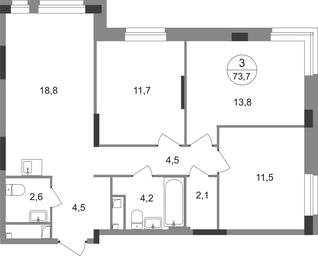 3-BD Apartment Sale, 73.7 sq. m. at Pervyi Moskovskiy, ulitsa Bianki, 1, Moskovskiy, Moscow, Russia #2 3-BD Apartment Sale, 73.7 sq. m. at Pervyi Moskovskiy, ulitsa Bianki, 1, Moskovskiy, Moscow, Russia #2