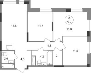 3-BD Apartment Sale, 73.7 sq. m. at Pervyi Moskovskiy, ulitsa Bianki, 1, Moskovskiy, Moscow, Russia #2 3-BD Apartment Sale, 73.7 sq. m. at Pervyi Moskovskiy, ulitsa Bianki, 1, Moskovskiy, Moscow, Russia #2