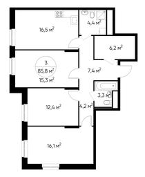 3-BD Apartment Sale, 85.8平方米 at Pervyi Moskovskiy, ulitsa Bianki, 1, Moskovskiy, Moscow, Russia #2