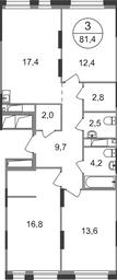 3-BD Apartment Sale, 81.4 sq. m. at Pervyi Moskovskiy, ulitsa Bianki, 1, Moskovskiy, Moscow, Russia #2 3-BD Apartment Sale, 81.4 sq. m. at Pervyi Moskovskiy, ulitsa Bianki, 1, Moskovskiy, Moscow, Russia #2