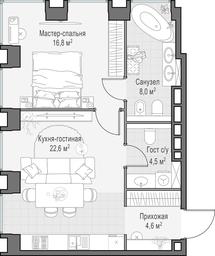 1-BD Apartment Sale, 56.6 sq. m. at Life Time, Sergeya Makeyeva Street, вл11/9с1-10, Moscow, Russia #2
