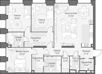 2-BD Apartment Sale, 143.5平方米 at Life Time, Sergeya Makeyeva Street, вл11/9с1-10, Moscow, Russia #4