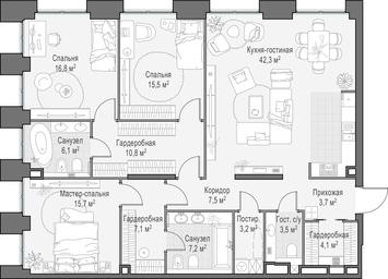 2-BD Apartment Sale, 144.2 sq. m. at Life Time, Sergeya Makeyeva Street, вл11/9с1-10, Moscow, Russia #4