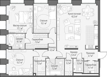2-BD Apartment Sale, 143.8 sq. m. at Life Time, Sergeya Makeyeva Street, вл11/9с1-10, Moscow, Russia #2