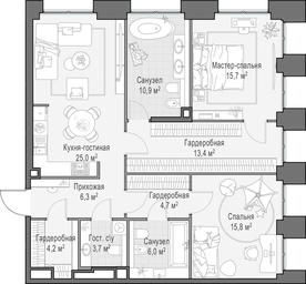 1-BD Apartment Sale, 106.6平方米 at Life Time, Sergeya Makeyeva Street, вл11/9с1-10, Moscow, Russia #4