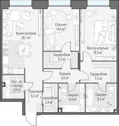 1-BD Apartment Sale, 105.6 sq. m. at Life Time, Sergeya Makeyeva Street, вл11/9с1-10, Moscow, Russia #2