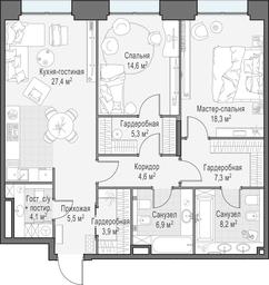 1-BD Apartment Sale, 106.7平方米 at Life Time, Sergeya Makeyeva Street, вл11/9с1-10, Moscow, Russia #2