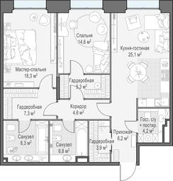 1-BD Apartment Sale, 105.3 sq. m. at Life Time, Sergeya Makeyeva Street, вл11/9с1-10, Moscow, Russia #2
