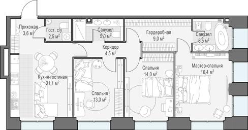 3-BD Apartment Sale, 95.6 sq. m. at Life Time, Sergeya Makeyeva Street, вл11/9с1-10, Moscow, Russia #3 3-BD Apartment Sale, 95.6 sq. m. at Life Time, Sergeya Makeyeva Street, вл11/9с1-10, Moscow, Russia #3