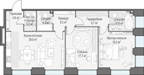 3-BD Apartment Sale, 95.6 sq. m. at Life Time, Sergeya Makeyeva Street, вл11/9с1-10, Moscow, Russia #2 3-BD Apartment Sale, 95.6 sq. m. at Life Time, Sergeya Makeyeva Street, вл11/9с1-10, Moscow, Russia #2
