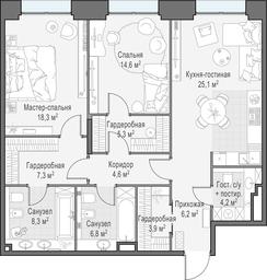1-BD Apartment Sale, 105.3 sq. m. at Life Time, Sergeya Makeyeva Street, вл11/9с1-10, Moscow, Russia #2