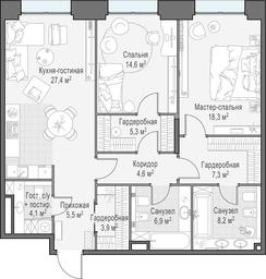 1-BD Apartment Sale, 106.7 sq. m. at Life Time, Sergeya Makeyeva Street, вл11/9с1-10, Moscow, Russia #2