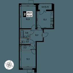 2-BD Apartment Sale, 57.9平方米 at Pervy Donskoj, zhiloy mikrorayon Sapronovo, derevnya Sapronovo, Leninskiy City District, Moscow Region, Russia #2 2-BD Apartment Sale, 57.9平方米 at Pervy Donskoj, zhiloy mikrorayon Sapronovo, derevnya Sapronovo, Leninskiy City District, Moscow Region, Russia #2