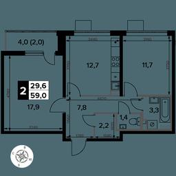 2-BD Apartment Sale, 59平方米 at Pervy Donskoj, zhiloy mikrorayon Sapronovo, derevnya Sapronovo, Leninskiy City District, Moscow Region, Russia #2 2-BD Apartment Sale, 59平方米 at Pervy Donskoj, zhiloy mikrorayon Sapronovo, derevnya Sapronovo, Leninskiy City District, Moscow Region, Russia #2