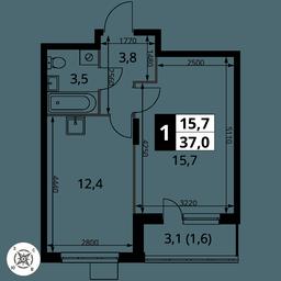 1-BD Apartment Sale, 37 sq. m. at Pervy Donskoj, zhiloy mikrorayon Sapronovo, derevnya Sapronovo, Leninskiy City District, Moscow Region, Russia #2