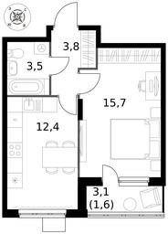 1-BD Apartment Sale, 37 sq. m. at Pervy Donskoj, zhiloy mikrorayon Sapronovo, derevnya Sapronovo, Leninskiy City District, Moscow Region, Russia #3