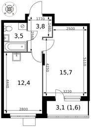 1-BD Apartment Sale, 37 sq. m. at Pervy Donskoj, zhiloy mikrorayon Sapronovo, derevnya Sapronovo, Leninskiy City District, Moscow Region, Russia #4