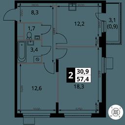 Продажа 2-комн. квартиры, 57,4 м² в ЖК «Первый Донской», жилой микрорайон Сапроново, деревня Сапроново, Ленинский городской округ, Московская область, Россия #2