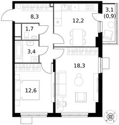 Продажа 2-комн. квартиры, 57,4 м² в ЖК «Первый Донской», жилой микрорайон Сапроново, деревня Сапроново, Ленинский городской округ, Московская область, Россия #3