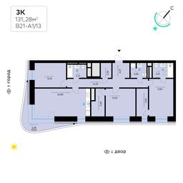 3-BD Apartment Sale, 131.28 sq. m. at SberCity, zhiloy kompleks Sbersiti, Rublyovo-Arkhangelskoye Microdistrict, Moscow, Russia #2