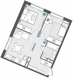 1-BD Apartment Sale, 47.92 sq. m. at Kvartal Rumyantsevo, ulitsa Admirala Kornilova, с1, Mosrentgen Settlement, Moscow, Russia #3 1-BD Apartment Sale, 47.92 sq. m. at Kvartal Rumyantsevo, ulitsa Admirala Kornilova, с1, Mosrentgen Settlement, Moscow, Russia #3