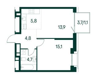 1-BD Apartment Sale, 45.4 sq. m. at Primavera, Volokolamskoye Highway, вл67, Moscow, Russia #3