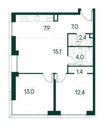 2-BD Apartment Sale, 63.2 sq. m. at Primavera, Volokolamskoye Highway, вл67, Moscow, Russia #2