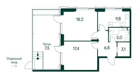 2-BD Apartment Sale, 67.8平方米 at Primavera, Volokolamskoye Highway, вл67, Moscow, Russia #2