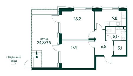 2-BD Apartment Sale, 67.8平方米 at Primavera, Volokolamskoye Highway, вл67, Moscow, Russia #3