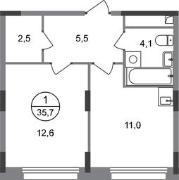 Apartment Sale, 35.7 sq. m. at Peredelkino Blizhnee, Korneya Chukovskogo Street, 1, Vnukovskoye Settlement, Moscow, Russia #2