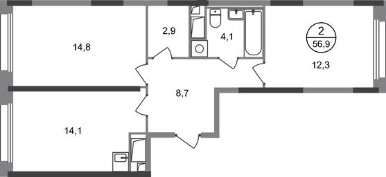 2-BD Apartment Sale, 56.9 sq. m. at Peredelkino Blizhnee, Korneya Chukovskogo Street, 1, Vnukovskoye Settlement, Moscow, Russia #2 2-BD Apartment Sale, 56.9 sq. m. at Peredelkino Blizhnee, Korneya Chukovskogo Street, 1, Vnukovskoye Settlement, Moscow, Russia #2