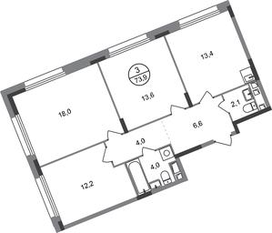 3-BD Apartment Sale, 73.9 sq. m. at Peredelkino Blizhnee, Korneya Chukovskogo Street, 1, Vnukovskoye Settlement, Moscow, Russia #2 3-BD Apartment Sale, 73.9 sq. m. at Peredelkino Blizhnee, Korneya Chukovskogo Street, 1, Vnukovskoye Settlement, Moscow, Russia #2