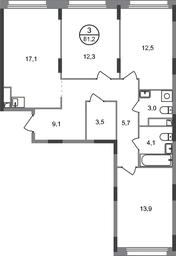 3-BD Apartment Sale, 81.2 sq. m. at Peredelkino Blizhnee, Korneya Chukovskogo Street, 1, Vnukovskoye Settlement, Moscow, Russia #2 3-BD Apartment Sale, 81.2 sq. m. at Peredelkino Blizhnee, Korneya Chukovskogo Street, 1, Vnukovskoye Settlement, Moscow, Russia #2