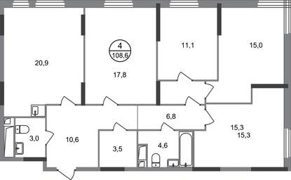 4-BD Apartment Sale, 108.6平方米 at Peredelkino Blizhnee, Korneya Chukovskogo Street, 1, Vnukovskoye Settlement, Moscow, Russia #2 4-BD Apartment Sale, 108.6平方米 at Peredelkino Blizhnee, Korneya Chukovskogo Street, 1, Vnukovskoye Settlement, Moscow, Russia #2