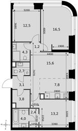 4-BD Apartment Sale, 87.1平方米 at Amber City, 3rd Khoroshyovsky Drive, 3А, Moscow, Russia #4