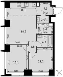 3-BD Apartment Sale, 68.7平方米 at Amber City, 3rd Khoroshyovsky Drive, 3А, Moscow, Russia #4