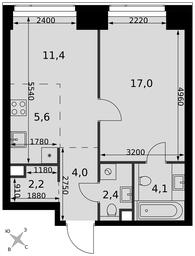 2-BD Apartment Sale, 46.7平方米 at Amber City, 3rd Khoroshyovsky Drive, 3А, Moscow, Russia #4