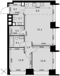 3-BD Apartment Sale, 70.5 sq. m. at Amber City, 3rd Khoroshyovsky Drive, 3А, Moscow, Russia #4