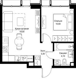 1-BD Apartment Sale, 37 sq. m. at Multikvartal CITYZEN, Vishnyovaya Street, Moscow, Russia #2