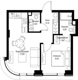 1-BD Apartment Sale, 38.9平方米 at Multikvartal CITYZEN, Vishnyovaya Street, Moscow, Russia #4